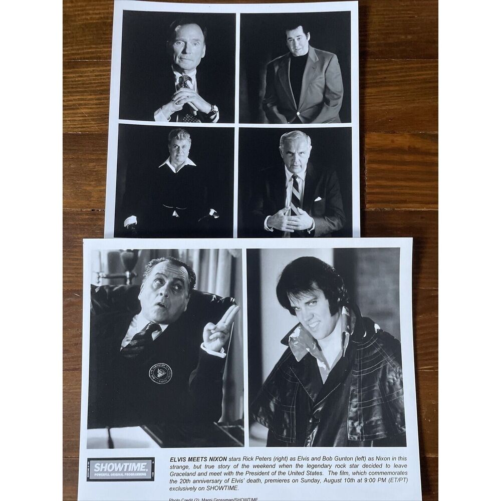 1997 Press Photo Rick Peter & Bob Gunton in "Elvis Meets Nixon" 2 photos lot